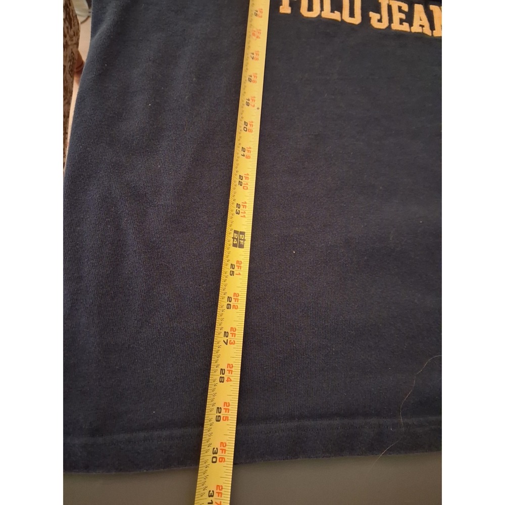 Vintage 90s Polo Jeans Co Ralph Lauren V-Neck Hockey Sweatshirt Navy Yellow XL - Picture 5 of 9